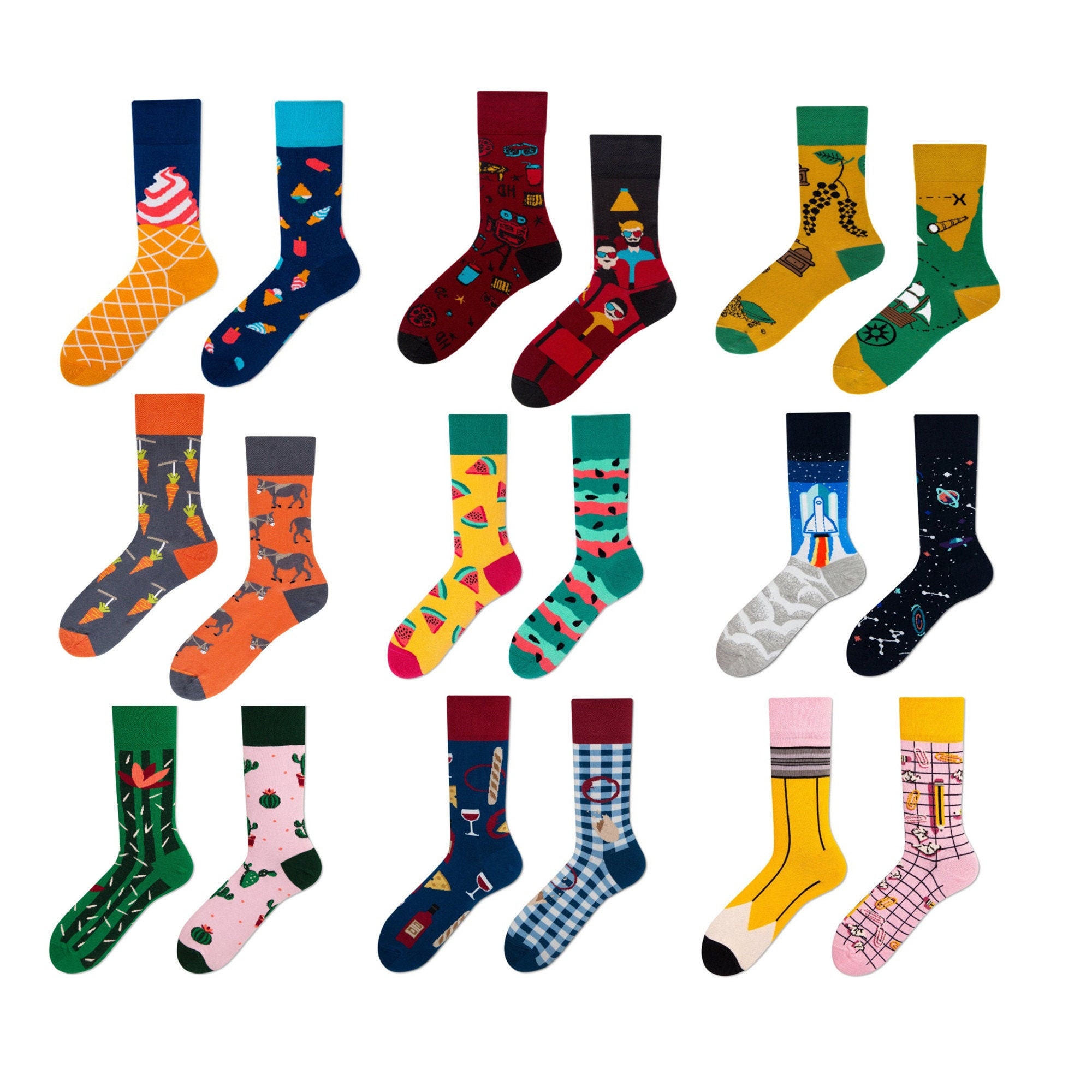 Mismatched socks Couple style cute socks Gift Socks | Etsy