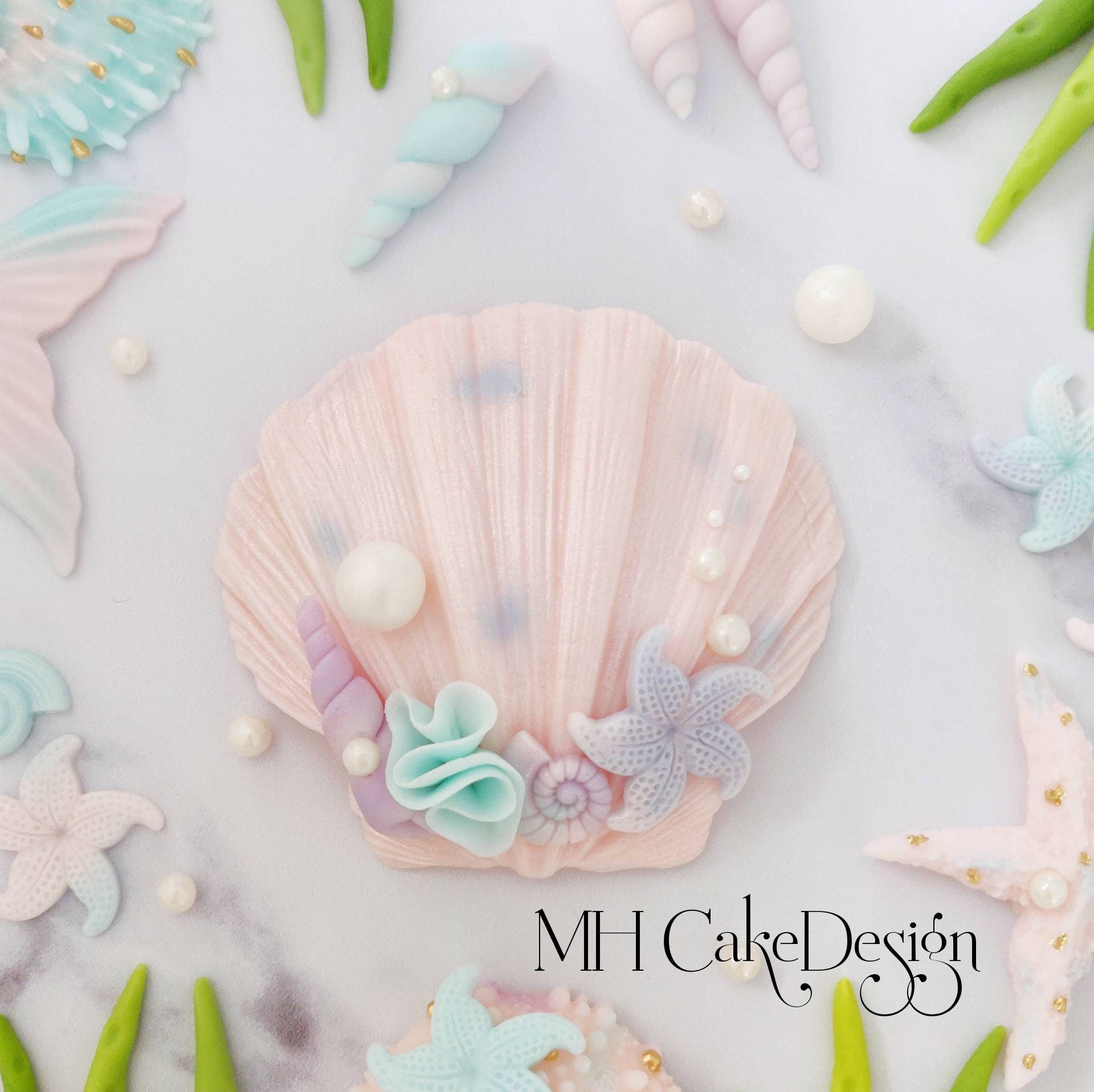 Large sea shell cake topper. Large clam shell cake topper. Etsy
