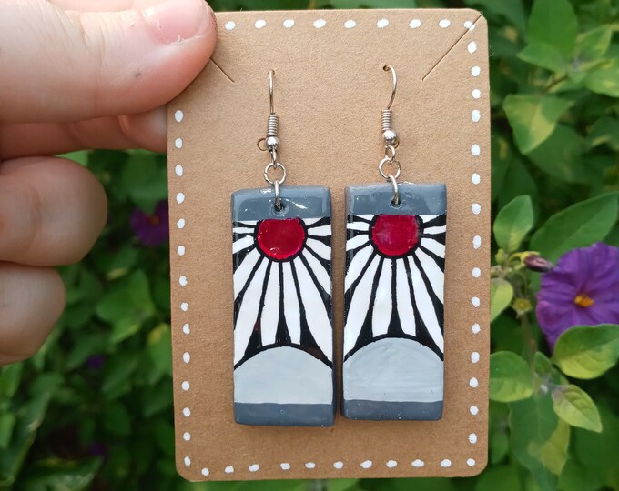 Japanese Hanafuda Earrings Etsy
