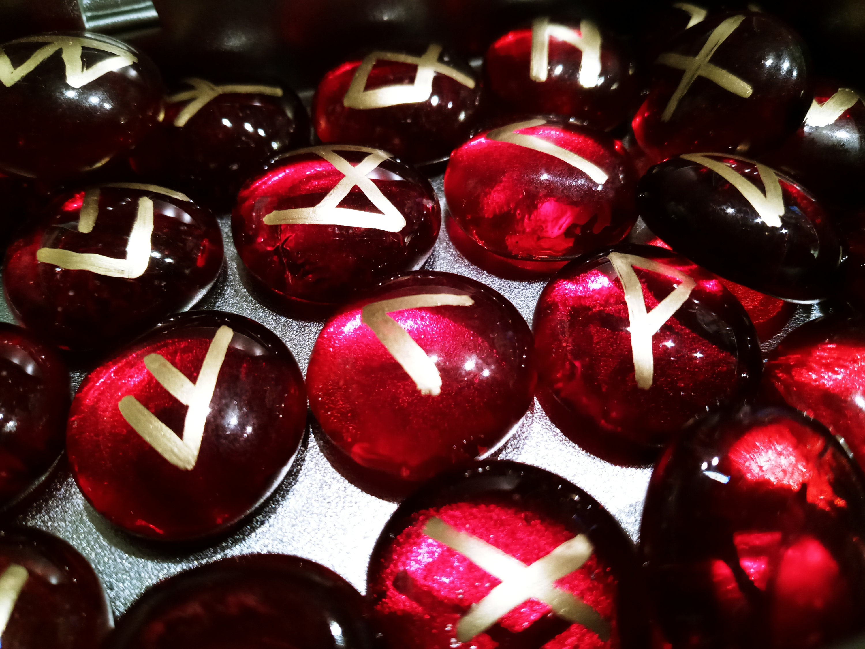 Red & Gold Glass Runes Elder Futhark Runes - Etsy