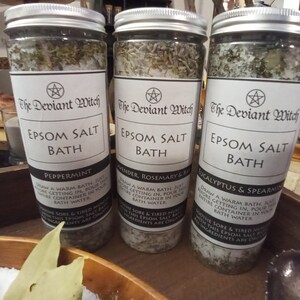 Epsom Salt Bath Soak with Lavender, Rosemary, Bay, Peppermint, Eucalyptus, Spearmint | Witchcraft