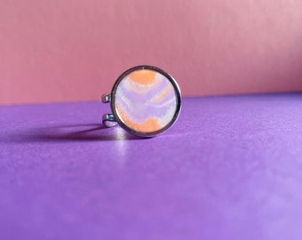Stainless steel ring Fancy ring polymer clay ring adjustable ring colorful ring marbled ring
