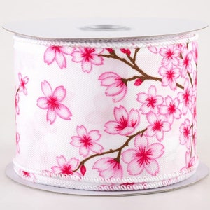 2.5 inches wide Cherry Blossom Wired Ribbon - Generic