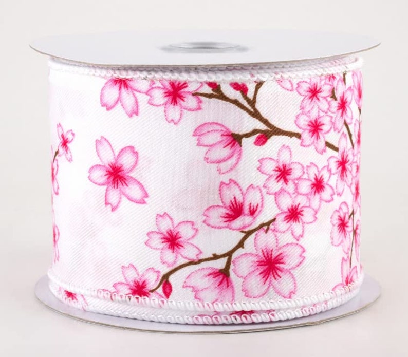 2.5 inches wide Cherry Blossom Wired Ribbon Generic image 1