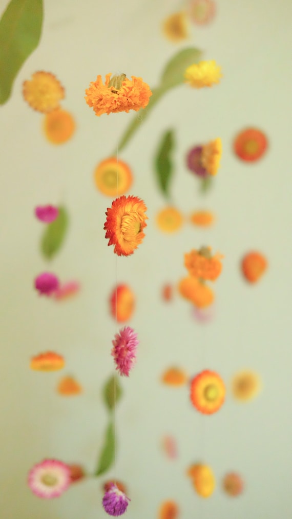 Set of 8 strings 5ft Dried flowers garland, Real dried flower string, Wedding decor, Home decor, Floral wall decor, Flower chain