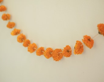 Guirlande de fleurs de souci séchées de 7 pi, guirlande de vraies fleurs séchées, décoration de mariage, décoration d'intérieur, décoration murale florale, chaîne de fleurs, décoration d'autel