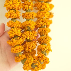 Set di 2 ghirlande di fiori di calendula secchi da 3,5 piedi, vere ghirlande di fiori secchi, decorazioni per matrimoni, decorazioni per la casa, catene di fiori