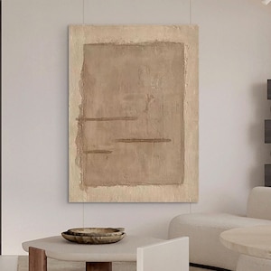 ブラウンベージュの抽象的な壁アート、わびさびの壁アート、ベージュトープのミニマリストのキャンバス絵画、大きなミニマリストの壁アート、ニュートラルな壁の装飾