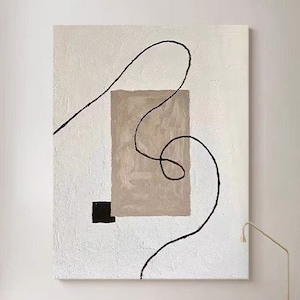 Beige and white  wall art  Black and white  abstract  Black abstract painting Black abstract art White abstract art  White abstract painting