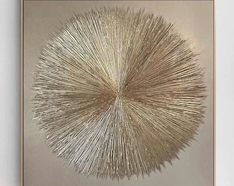 Abstracte canvaskunst goudfolie: handgemaakt schilderij met rijke textuur