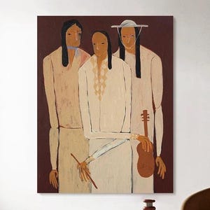 Large Beige Abstract Wall Painting Picasso Figure Wall Art Minimalism Wall ArtPicasso-style Figure Painting Face Artwork Office Home Decor
