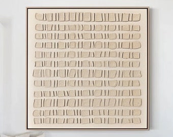 Art mural beige wabi sabi, peinture minimaliste, peinture neutre en plâtre, art mural beige texturé 3D, peinture texturée beige, art minimaliste moderne