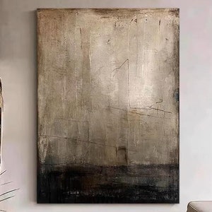 Large Dark Brown Wabi-Sabi Painting Brown Abstract Painting Neutral Wall Decor Brown Minimalist Wall Art Medieval Brown Home Decor Wall Art