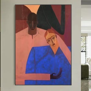 Large Picasso Figure Painting Minimalism Wall Art Colored Figures Wall Painting Picasso-style Figure Painting Face Artwork Office Home Decor