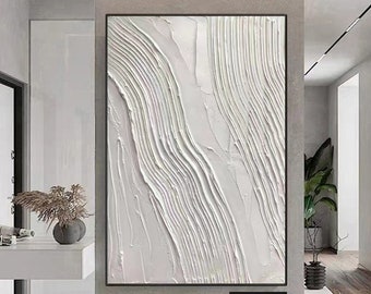 Large White Abstract Painting White Minimalist Painting White Abstract wall art White 3D Textured Painting White wall art White wall decor