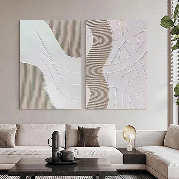 White Beige Wall Art Etsy