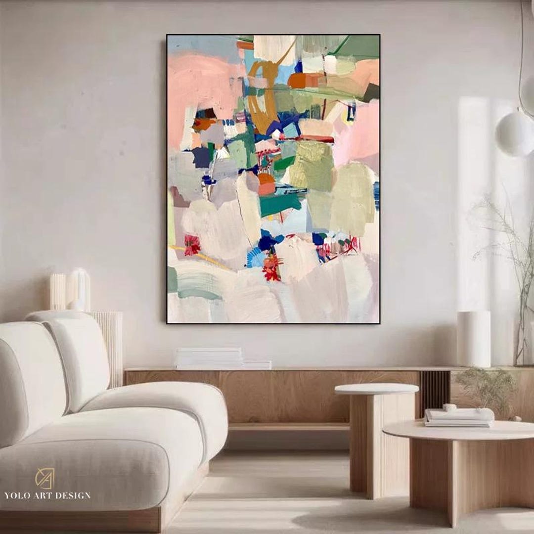 Large Abstract Oil Painting on Canvas: Colorful Textured Wall Art - Etsy