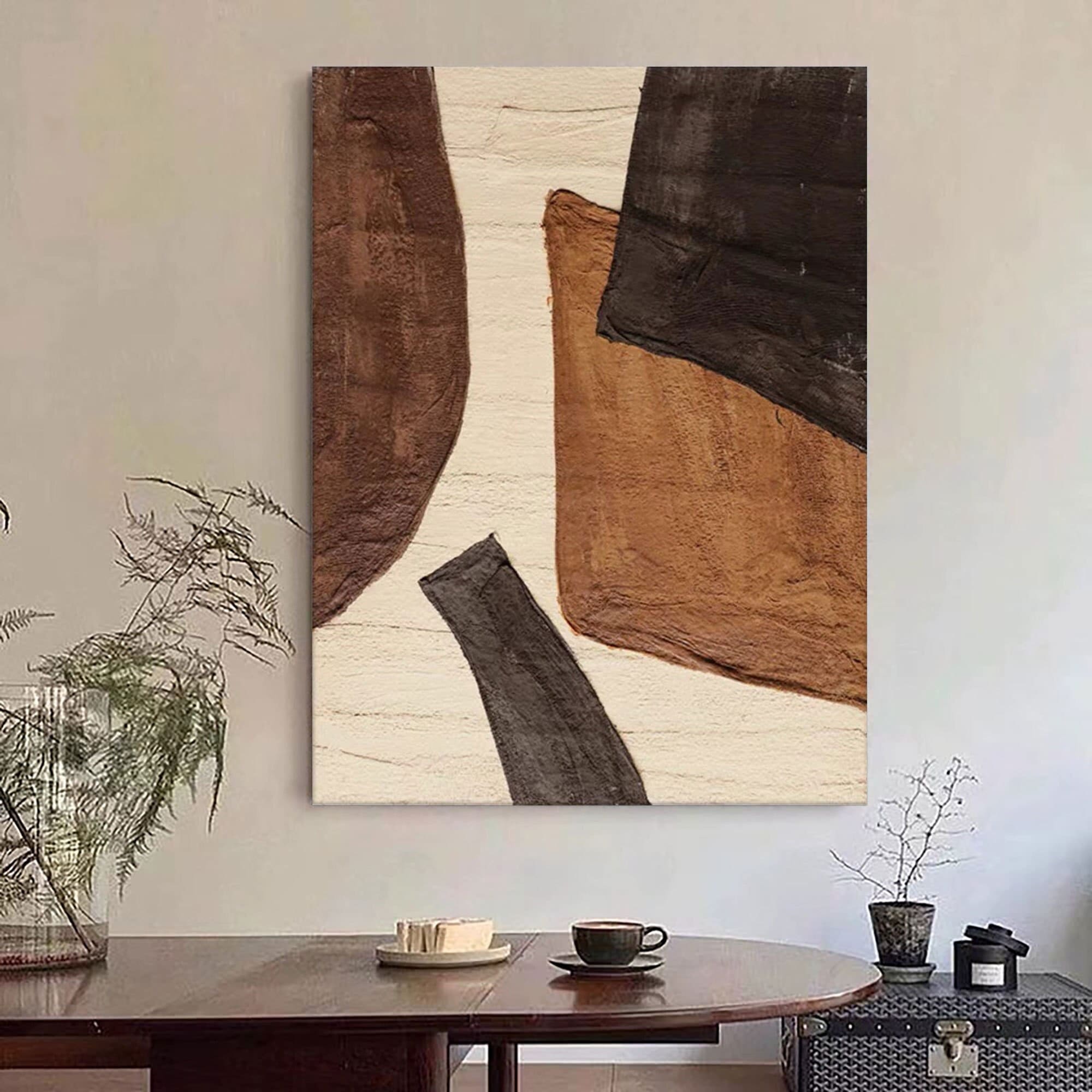 Beige and Black Abstract Painting on Canvas Wabi Sabi Wall Art - Etsy