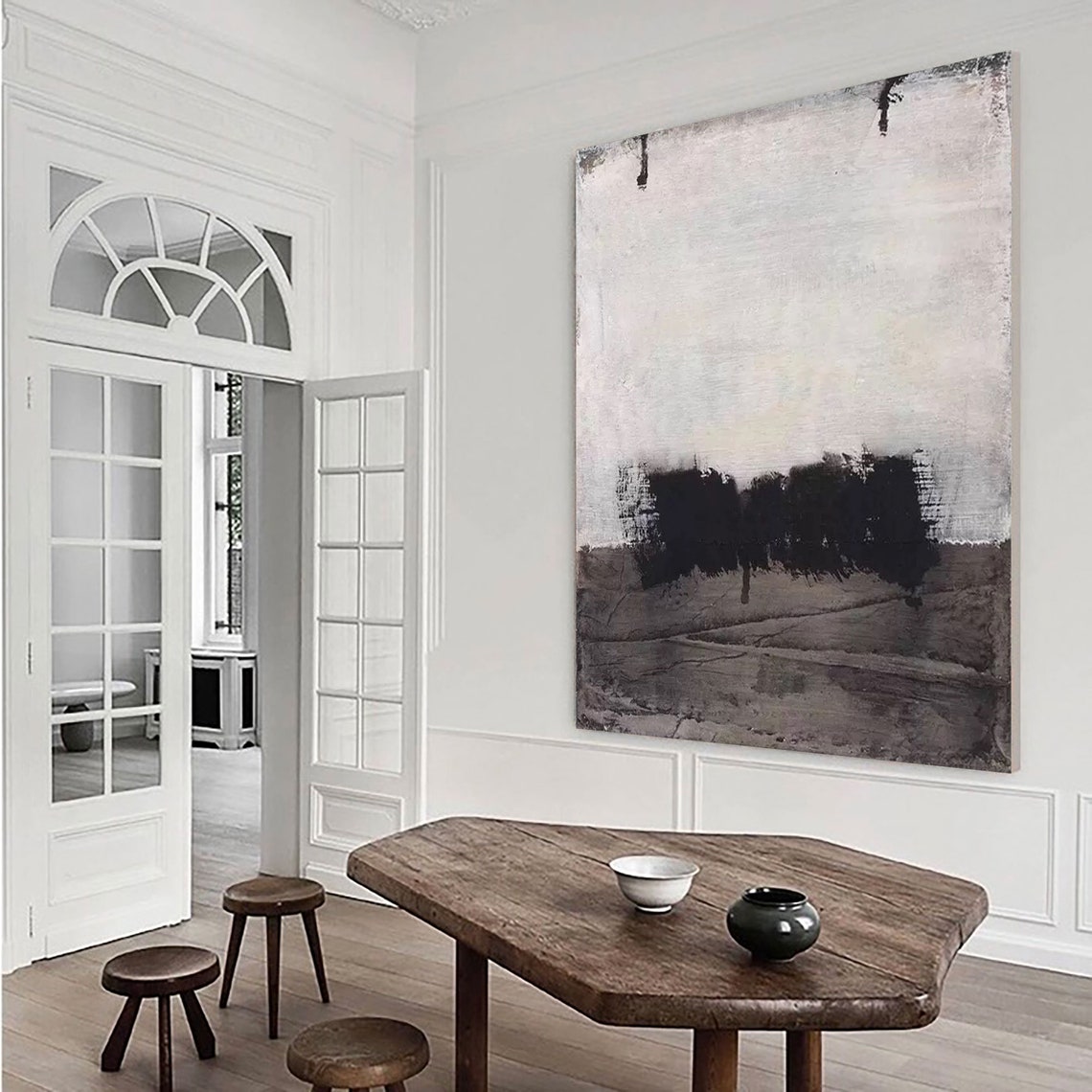Wabi Sabi Wall Art Black and White Textured Wall Art White and - Etsy