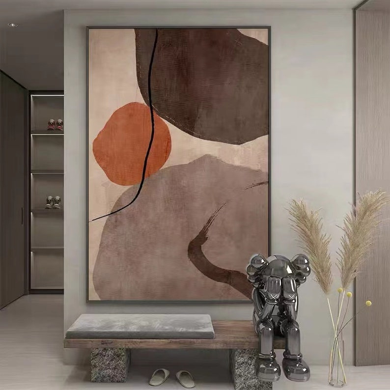 Large Minimalist Wall Art Painting Brown Painting Brownish Etsy