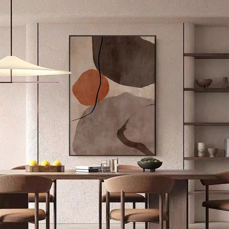 Large Minimalist Wall Art Painting Brown Painting Brownish Etsy