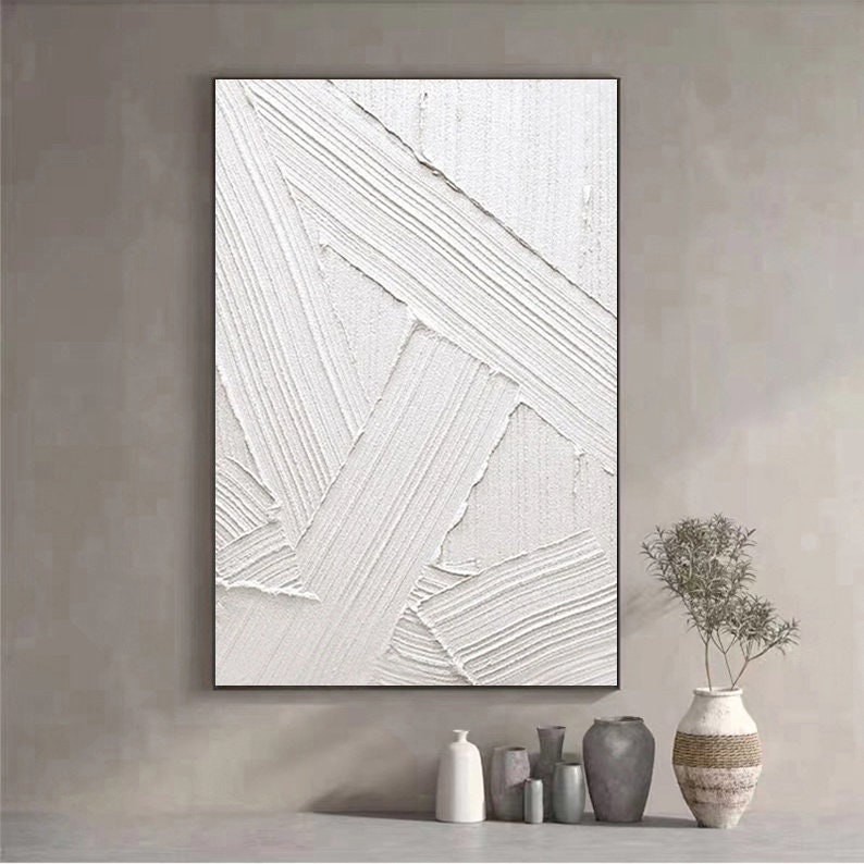 White Abstract Wall Art White Abstract Canvas Art White Wall Decor
