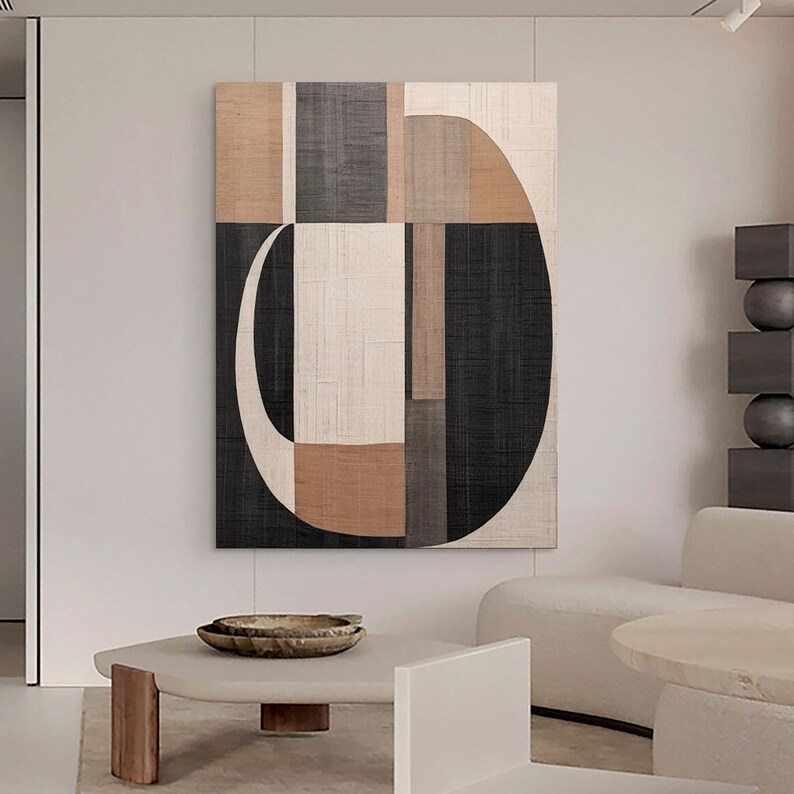 Wabi Sabi Wall Art Brown Textured Art Beige and Black Abstract Painting ...