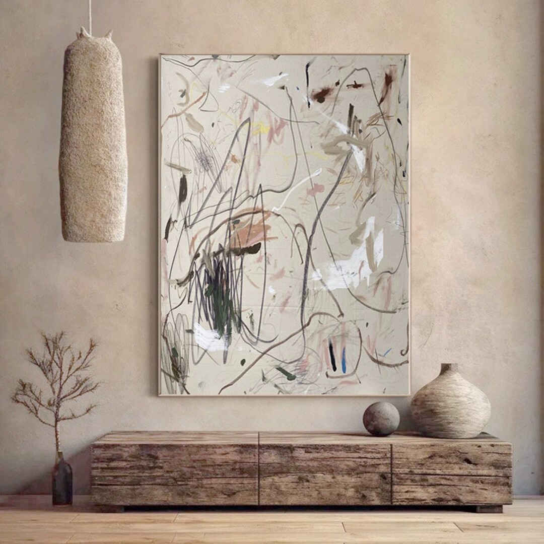 Large Wabi Sabi Oil Painting: Minimalist Abstract Wall Art - Etsy