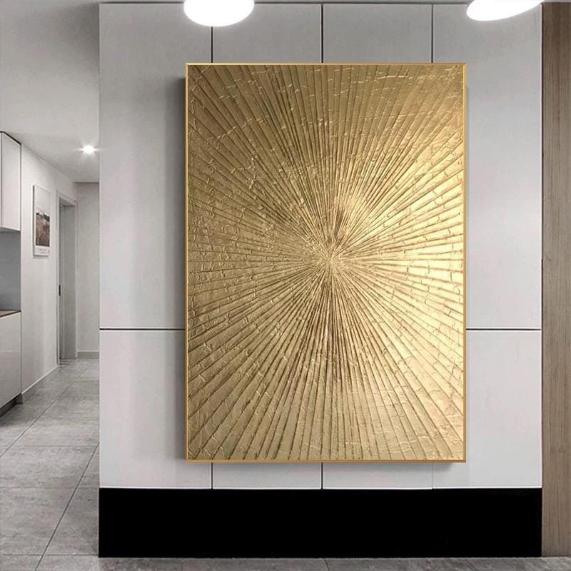 Gold 3D Textured Abstract Painting: Gold Leaf Wall Art - Etsy