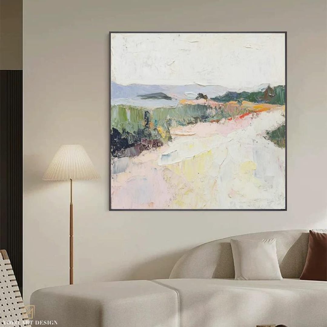 Large Abstract Landscape Oil Painting: Textured Minimalist Wall Art - Etsy