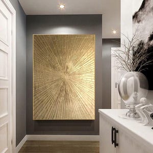 Gold 3D Textured Abstract Painting: Gold Leaf Wall Art - Etsy