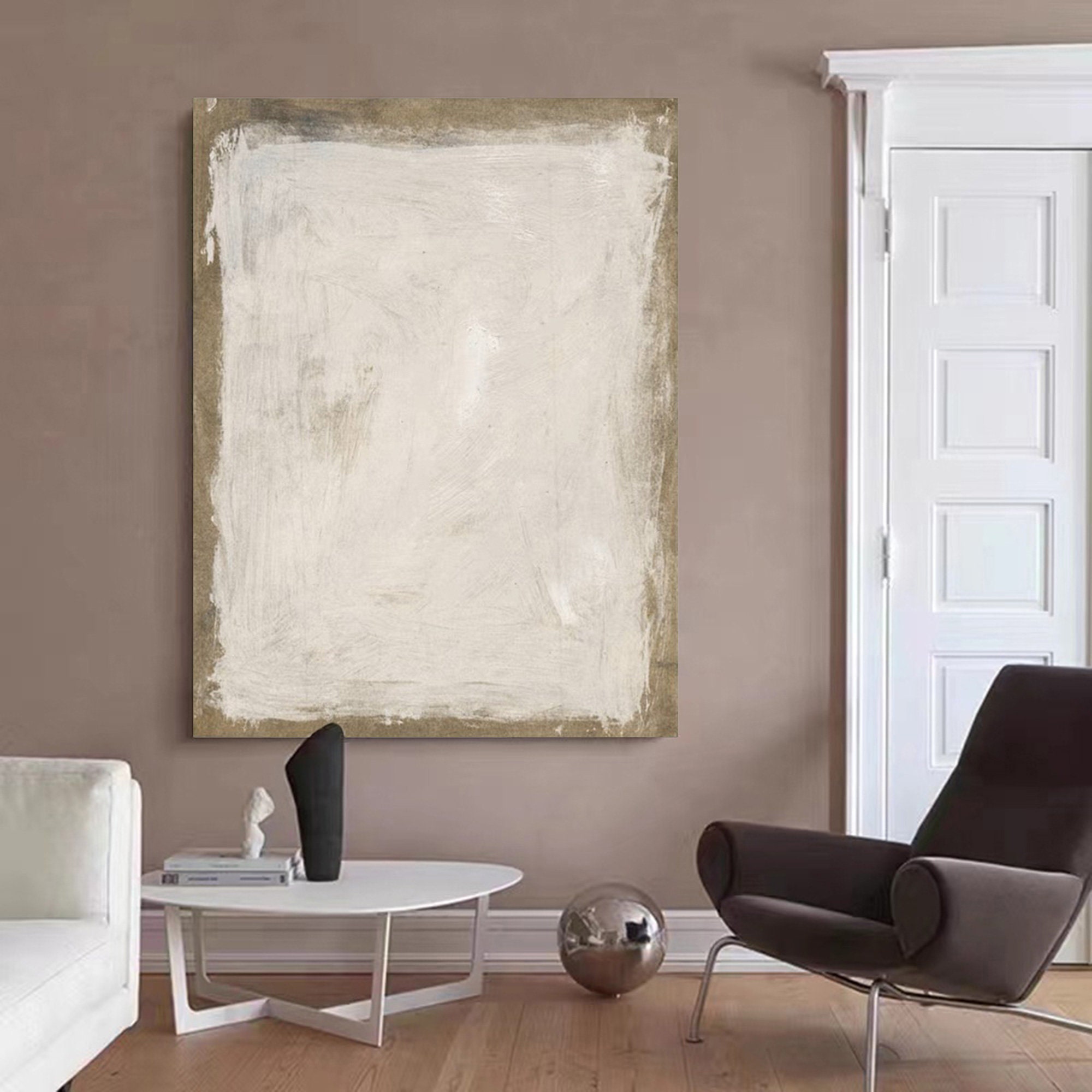 Wabisabi Brown and Beige Wall Art Brown Beige Painting Beige Textured