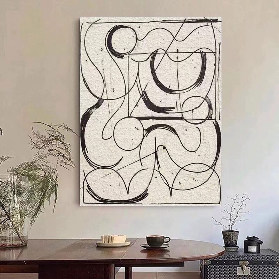 Large Black and White Wall Art Abstract White Black Texture - Etsy