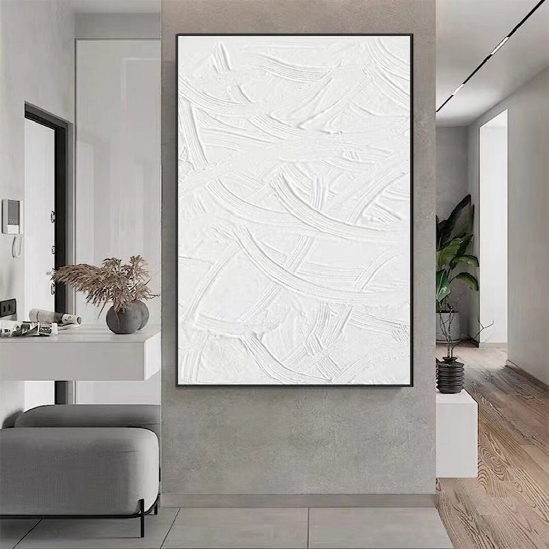 White Abstract Painting White Wall Painting White 3D Textured Etsy