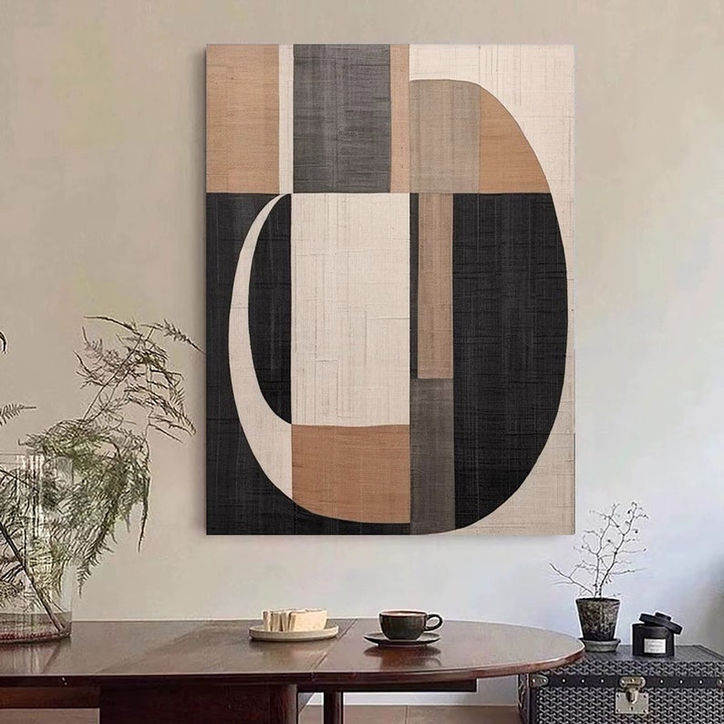 Wabi Sabi Wall Art Brown Textured Art Beige and Black Abstract Painting ...