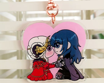 LAST UNITS SALE - Edeleth Chibi Charms and stickers, Fire Emblem Three Houses - Byleth x Edelgard, FE3H wlw Keychain Accessory