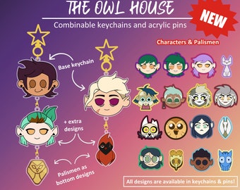The Owl House - Combinable keychains & CLEAR pins - Luz, Amity, Lumity, King, Eda, Lilith, Hooty, Hunter, Raine, Palisman. TOH lgbt