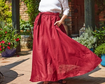 linen skirt,long linen skirt, boho linen skirt, maxi linen skirt, boho linen skirt maternity, linen elastic waist skirt, linen skirt long