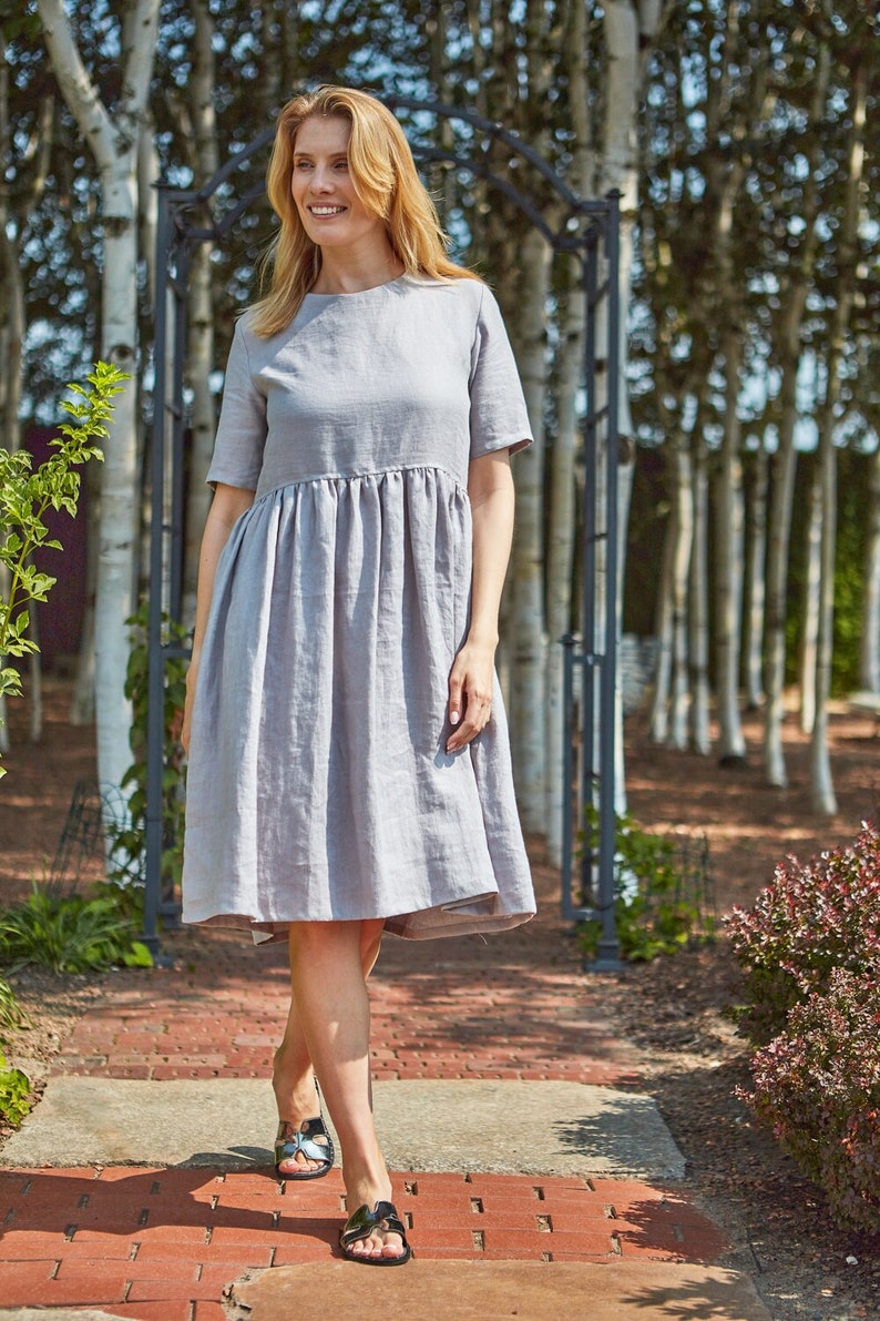 Linen dress, boho summer dress, white summer dress, midi dress, linen maxi dress, summer linen dress, wide sleeve dress , linen wrap dress image 1