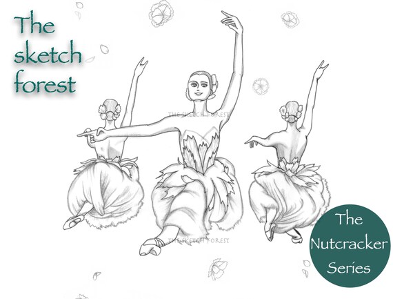 Printable Coloring Page L Ballet Illustration L Waltz of Flowers L the  Nutcracker L Greyscale L Digital Art L Instant Download PDF, JPG - Etsy