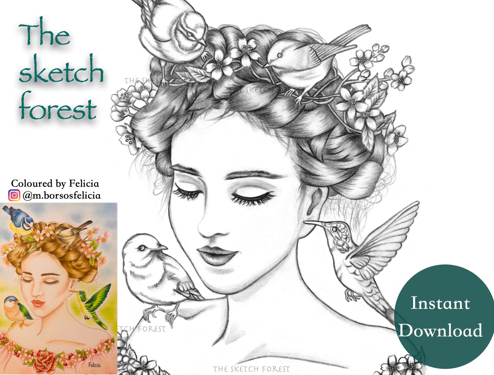 Printable Coloring Pages for Adults L the Spring Bride Elise - Etsy