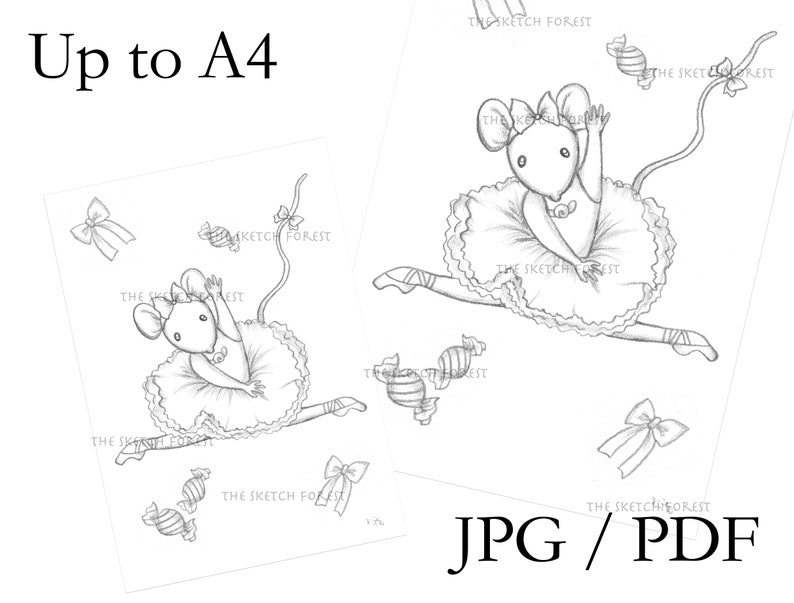 Cute Printable Animal Coloring Page for Kids L Ballerina Mouse | Etsy ...