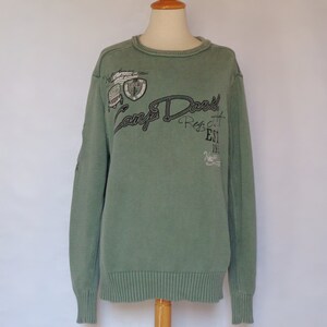 Olive green Crewneck sweater embroidered  Vintage sweater Camp David XL Size