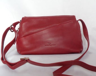 Burgundy leather bag vintage Small crossbody bags for women Purse italy brand Bruno Rossi