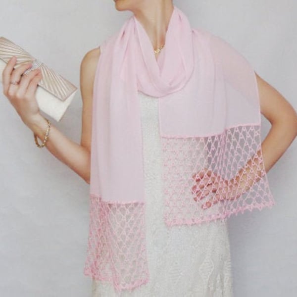 Barbiecore Écharpe en mousseline de soie rose Haussement d’épaules de mariée Écharpe Pashmina demoiselle d’honneur Cadeau de belle-mère