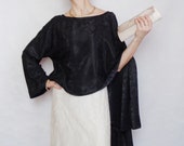 Asymmetric black blouse top long sleeve Oversized Top