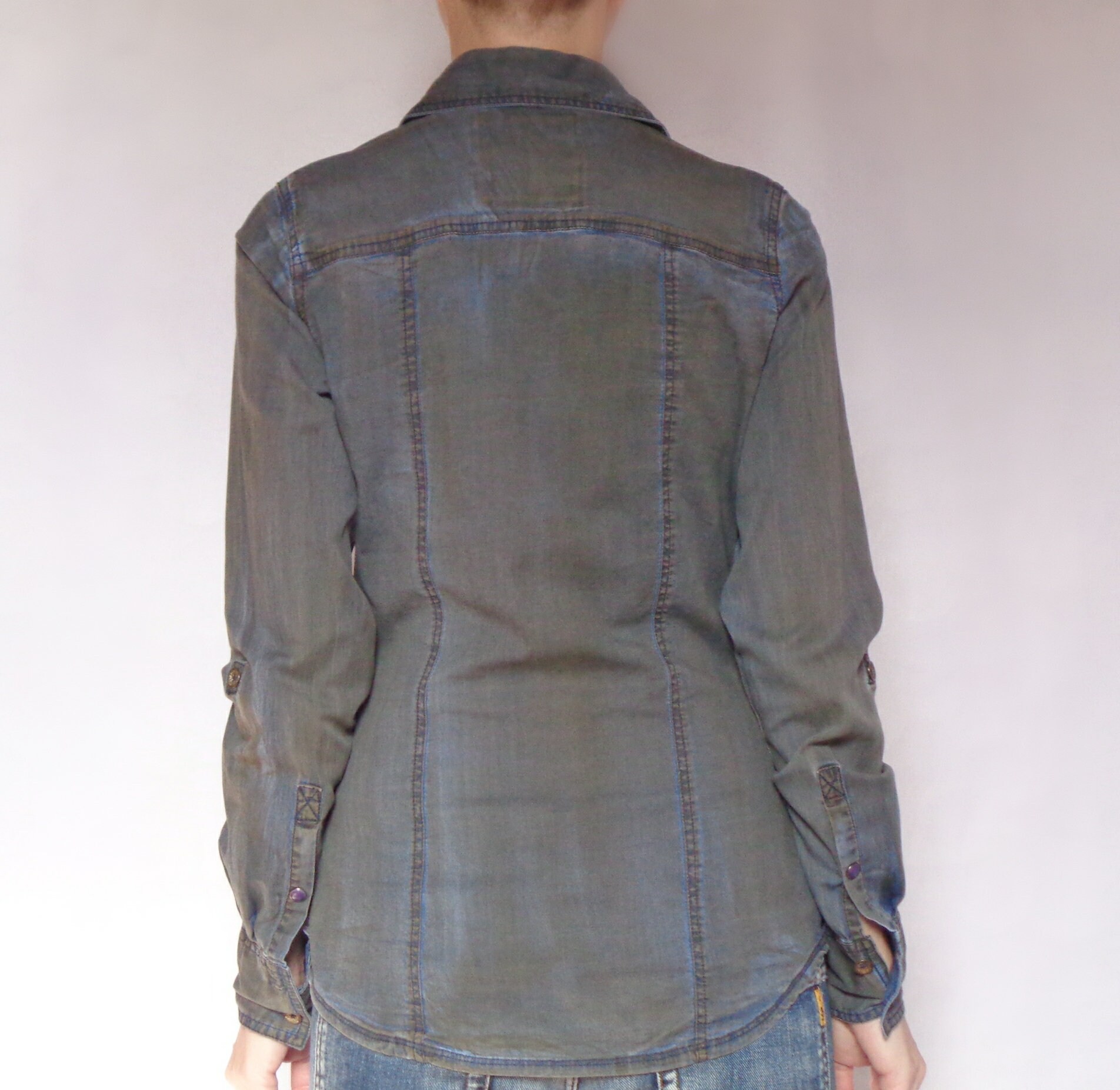 Black Denim Shirt Vintage Button Down Shirt Jean Shirt M.O.D Small Size