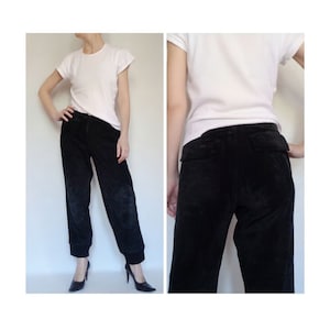 Jogger leather pants Black Suede Harem pants patch Balloon trousers Leather Vintage 90s P.A.R.O.S.H. L/XL size