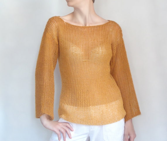 Loose Knit Mohair Sweater Thin Wool 