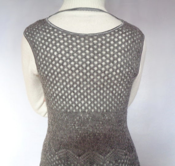 Womens waistcoat vest Knit Wool Lace Grey Mohair … - image 3